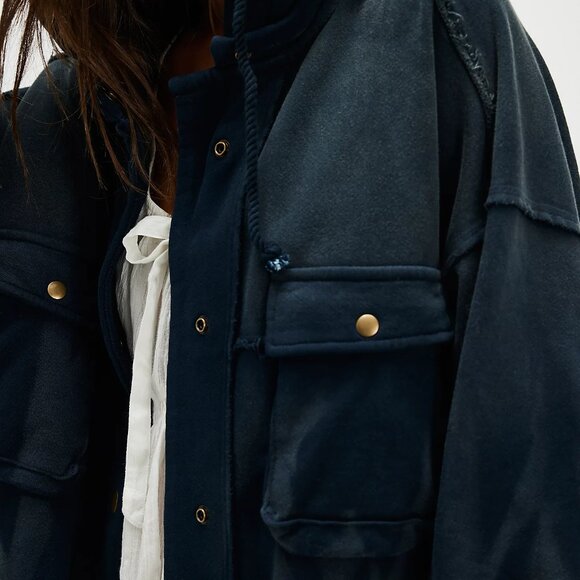 081 Free People We The Free You're A Star Hoodie NWT Navy Size Small - Picture 8 of 12